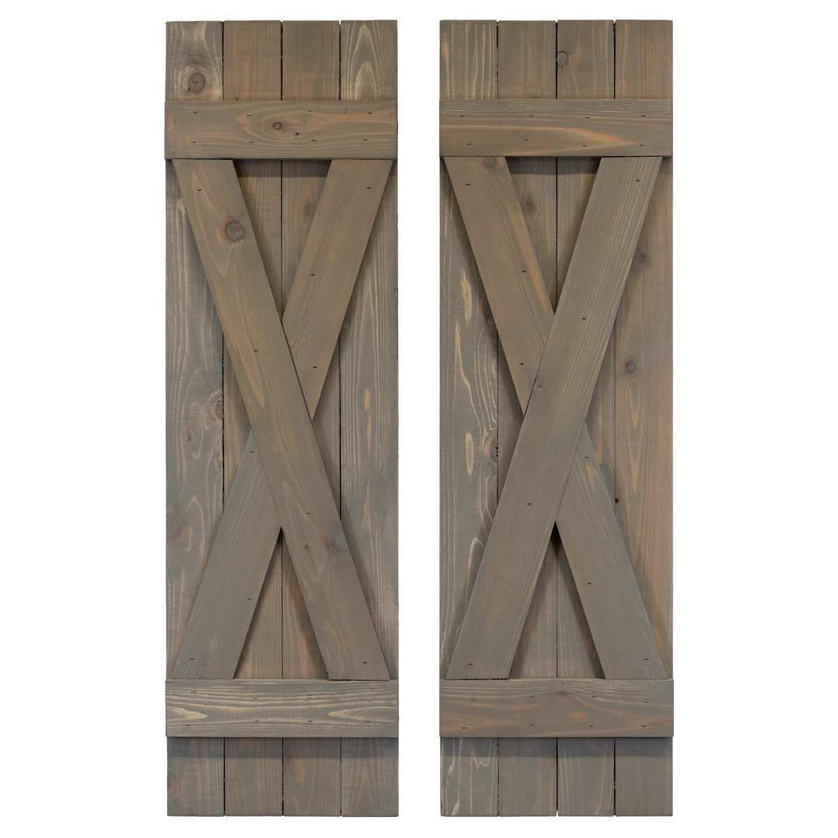 X-Bar Exterior Wood Shutters - Cedar - Set of 2