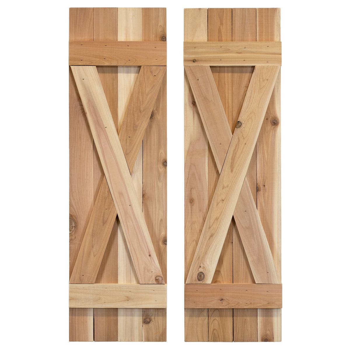 X-Bar Exterior Wood Shutters - Cedar - Set of 2