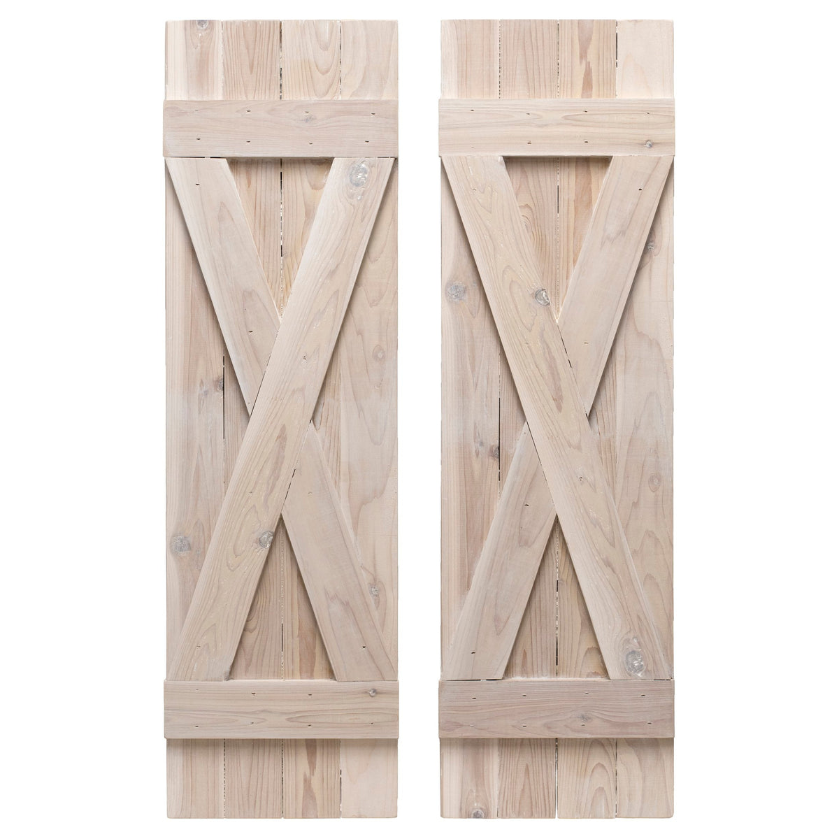 X-Bar Exterior Wood Shutters - Cedar - Set of 2